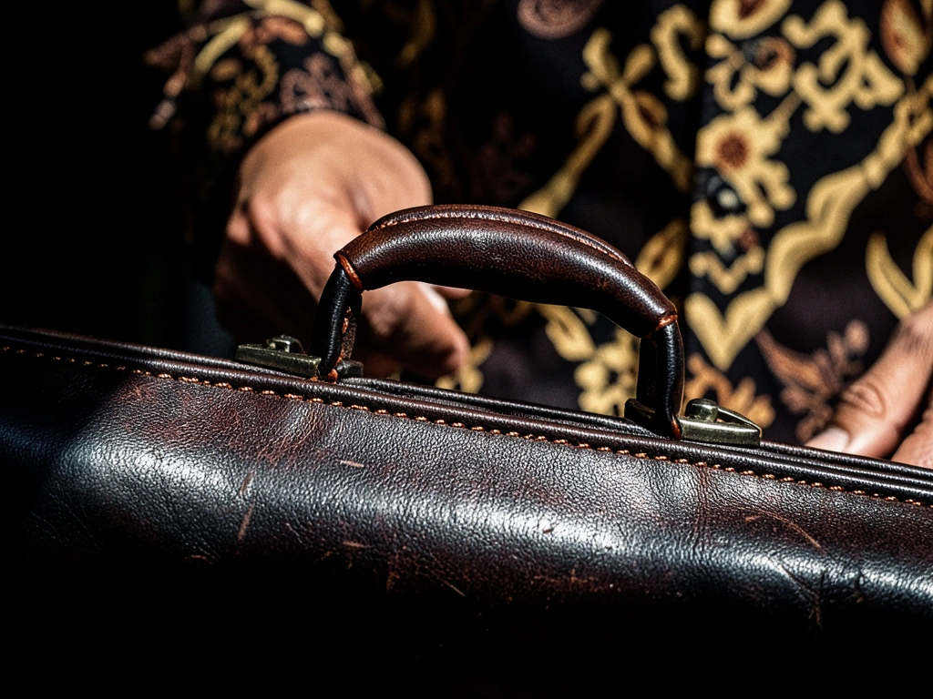Hand-stitched leather detail.