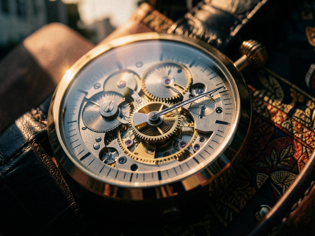 Intricate mechanical watch movement symbolizing the precision of modern life.