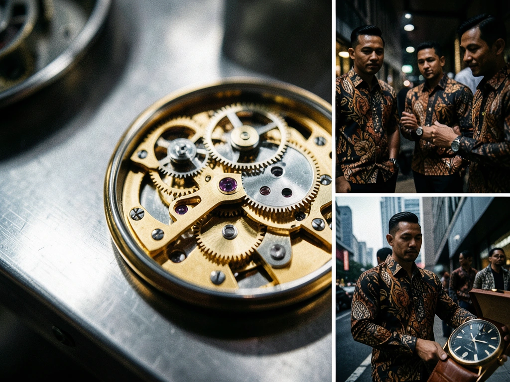 Close up of luxury mechanical watch movement